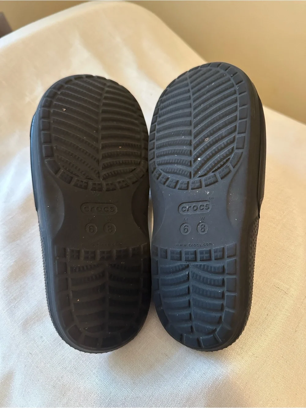 Crocs Comfort Classic Black One Strap Slides Unisex Mens 6 Womens 8 Waterproof